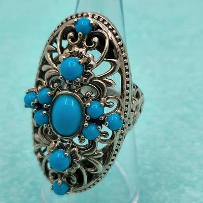 Maltesse Design & Openwork Turquoise Ring 11.7gr