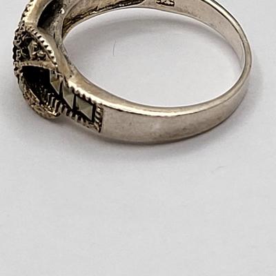 Sterling Silver & Marcasite Ring, Earrings 12.1gr