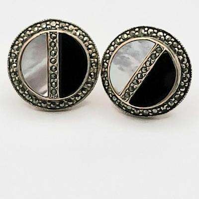 Sterling Silver & Marcasite Ring, Earrings 12.1gr
