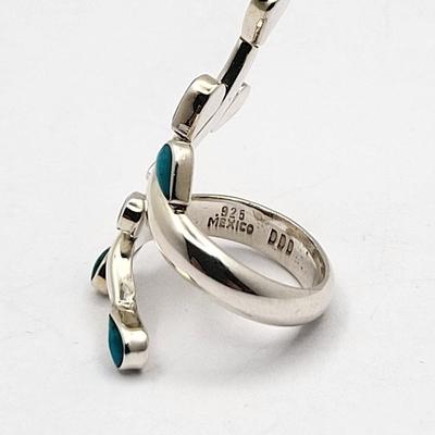 Sleeping Beauty Turquoise Sterling Bypass Ring 9.4gr