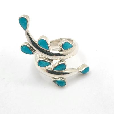 Sleeping Beauty Turquoise Sterling Bypass Ring 9.4gr