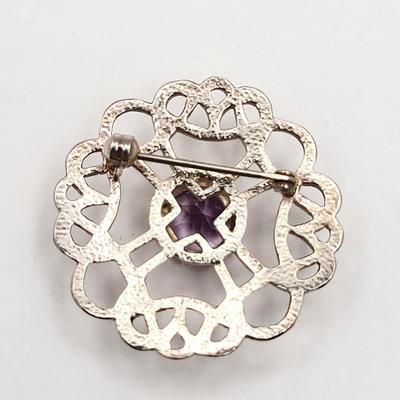 Celtic Circle Brooch With Amethyst + Earrings 11gr