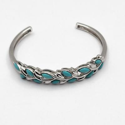 Sleeping Beauty Turquoise 925 Silver Cuff & Ring 18.7gr