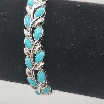 Sleeping Beauty Turquoise 925 Silver Cuff & Ring 18.7gr