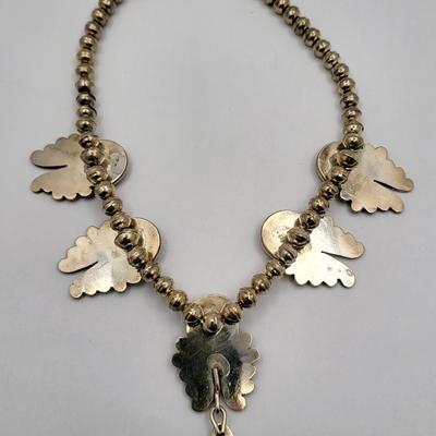 Exquisite Six Turquoise Stone Navajo Silver Necklace $800-$1000 Value
