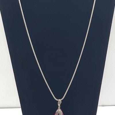 Teardrop Baltic Amber Pendant on Sterling Chain 20.4gr