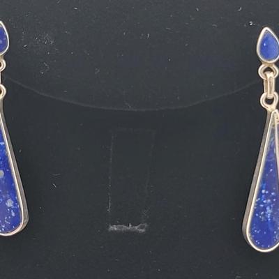 Exceptional Sterling Silver Lapis Lazuli Necklace & Earrings 64gr $450+ Value