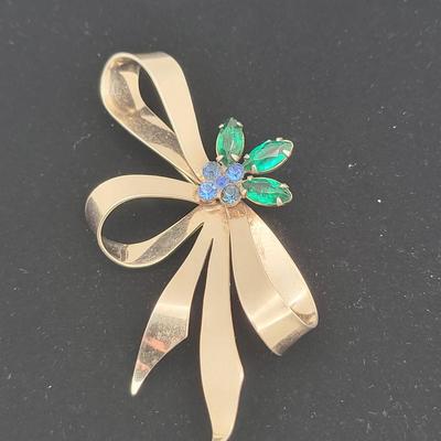 Vintage Sterlng Silver Rhinestone Bow Brooch 12.2gr