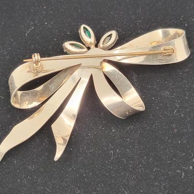 Vintage Sterlng Silver Rhinestone Bow Brooch 12.2gr