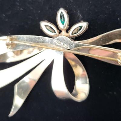Vintage Sterlng Silver Rhinestone Bow Brooch 12.2gr