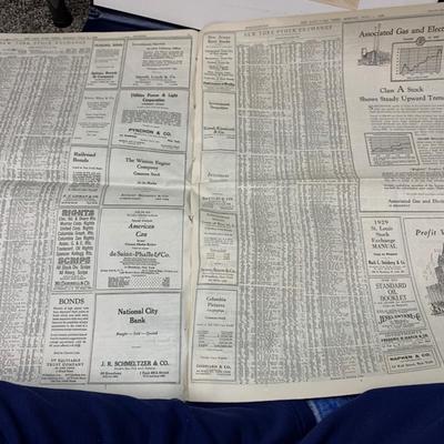 Authentic 1929 New York Times Newspaper