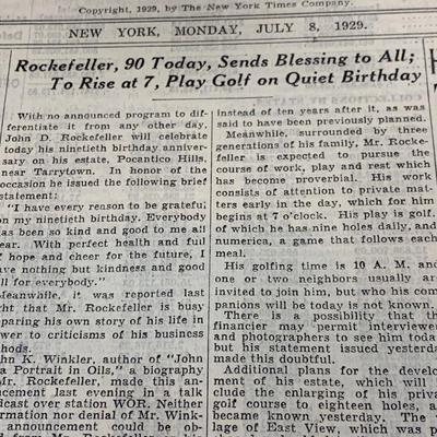 Authentic 1929 New York Times Newspaper