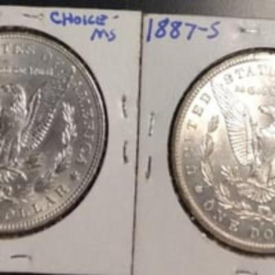 1887-S Fabulous Morgan Silver Dollar Lot; Choice BU, "NO JUNK COINS"!