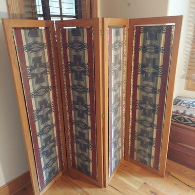 Solid Wood Room Divider Dressing Screen w/ Fabric Panels (P-BBL)