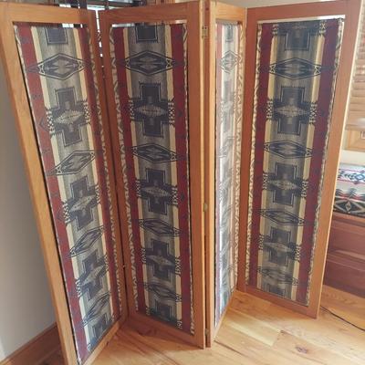 Solid Wood Room Divider Dressing Screen w/ Fabric Panels (P-BBL)