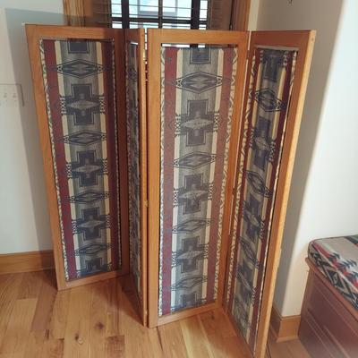 Solid Wood Room Divider Dressing Screen w/ Fabric Panels (P-BBL)