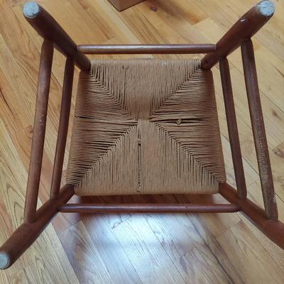 Two Solid Wood Ladder Back Chairs w/ Rush Seats by Arval Woody (P-BBL)