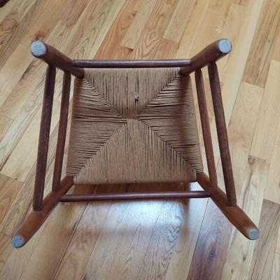 Two Solid Wood Ladder Back Chairs w/ Rush Seats by Arval Woody (P-BBL)