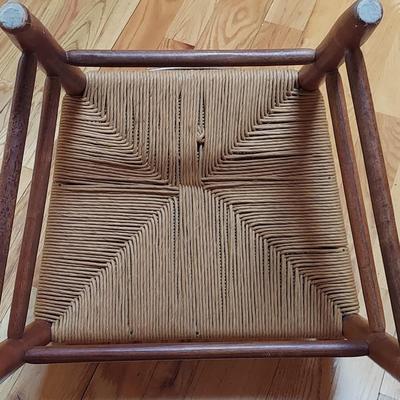 Two Solid Wood Ladder Back Chairs w/ Rush Seats by Arval Woody (P-BBL)