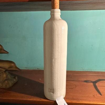 VINTAGE WHITE STONEWARE BOTTLE