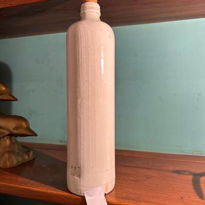 VINTAGE WHITE STONEWARE BOTTLE