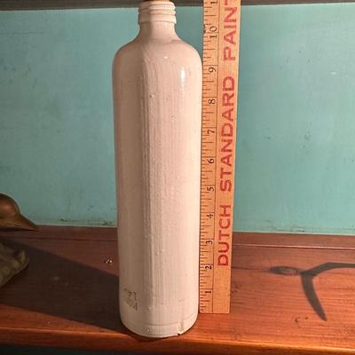 VINTAGE WHITE STONEWARE BOTTLE