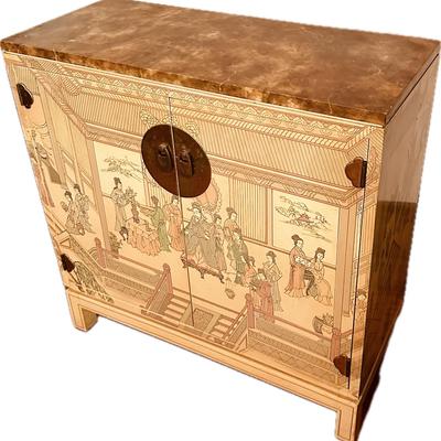 Et Cetera By Drexel Chinoiserie Simulated Marble Top Chinoiserie Cabinet