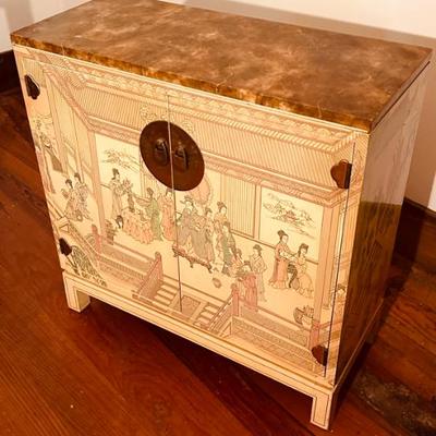 Et Cetera By Drexel Chinoiserie Simulated Marble Top Chinoiserie Cabinet