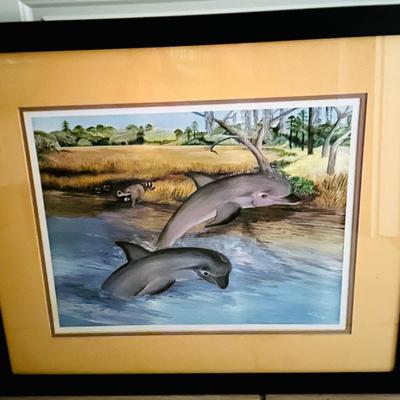 FRAMED ART S. CLAMP DOLPHIN PAIR