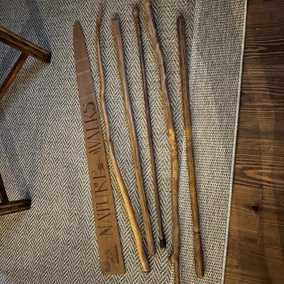 WOOD WALKING STICKS, NATURE WALK SIGN