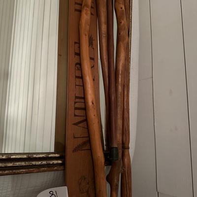WOOD WALKING STICKS, NATURE WALK SIGN