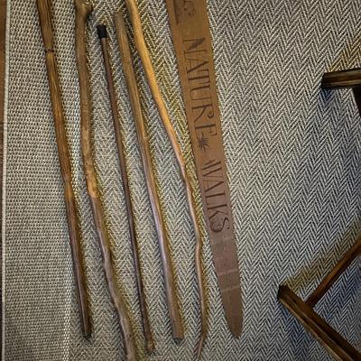 WOOD WALKING STICKS, NATURE WALK SIGN