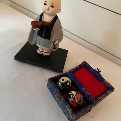 JAPANESE HAKATA DOLL, CHINESE MEDITATION STRESS BALLS