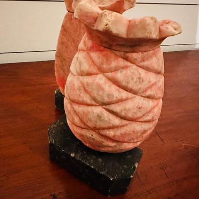 ALABASTER PINEAPPLE BOOKEND PAIR