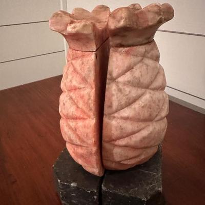 ALABASTER PINEAPPLE BOOKEND PAIR