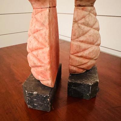 ALABASTER PINEAPPLE BOOKEND PAIR