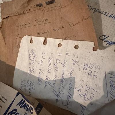 VINTAGE TIN BOX, HANDWRITTEN RECIPES