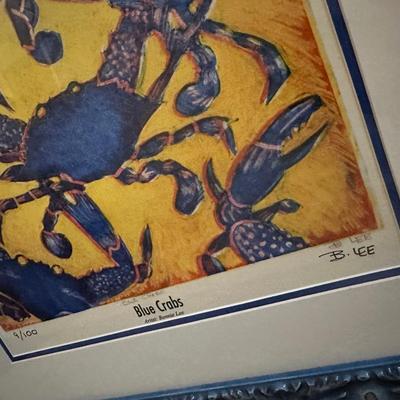 BLUE CRABS BONNIE LEE FRAMED ART PRINT