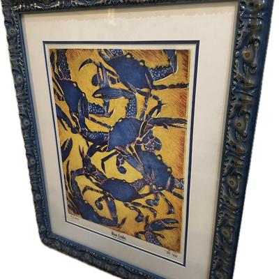 BLUE CRABS BONNIE LEE FRAMED ART PRINT