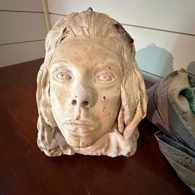 SCUPLTURE FEMALE, STERLING & SCARF LOT