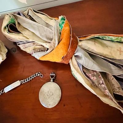 SCUPLTURE FEMALE, STERLING & SCARF LOT