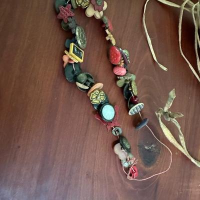 MEDICINE POUCH, VINTAGE BUTTON NECKLACE, HEALING CRYSTALS BOOK