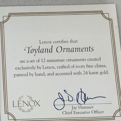 Box w 12 Lenox Toyland Ornaments In Box with all papers