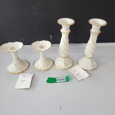Lot of 4 Lenox Candle Holders Symphony Candlesticks 24K Gold Trim