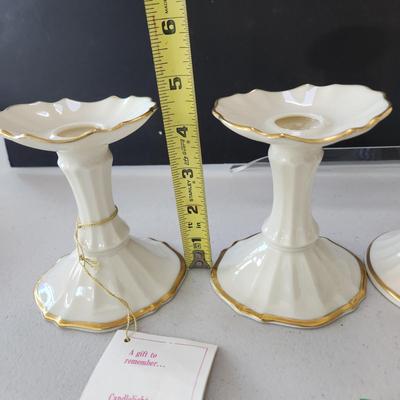 Lot of 4 Lenox Candle Holders Symphony Candlesticks 24K Gold Trim