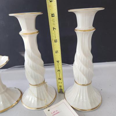 Lot of 4 Lenox Candle Holders Symphony Candlesticks 24K Gold Trim