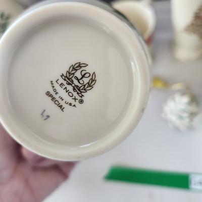 Large Lot of Lenox Holiday Christmas Theme Bowls, Dishes, Vases, Cups, Candle Holder, Snowmen