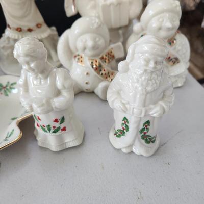 Large Lot of Lenox Holiday Christmas Theme Bowls, Dishes, Vases, Cups, Candle Holder, Snowmen