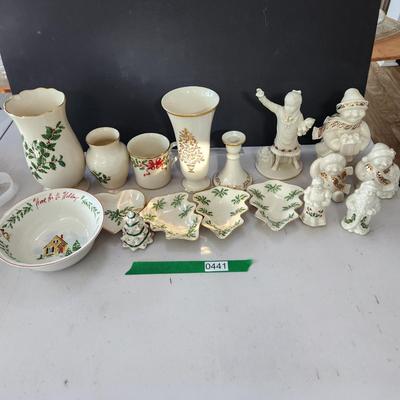 Large Lot of Lenox Holiday Christmas Theme Bowls, Dishes, Vases, Cups, Candle Holder, Snowmen