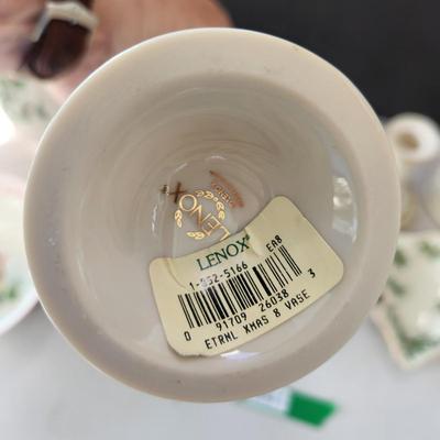 Large Lot of Lenox Holiday Christmas Theme Bowls, Dishes, Vases, Cups, Candle Holder, Snowmen